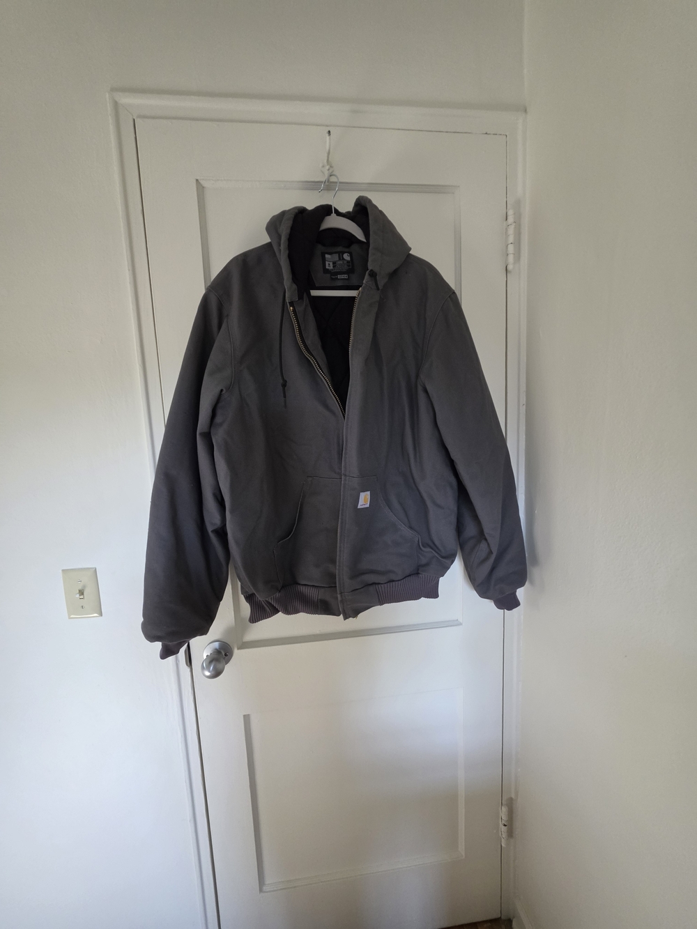 Carhartt Men's Dark Gray Hooded Insulated Work Jacket